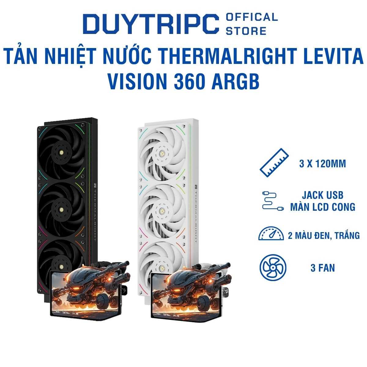 Tản Nhiệt Nước Thermalright Levita Vision 360 ARGB – Màn Hình LCD Hiện Đại, Hiệu Năng Làm Mát Đỉnh Cao Cho Gaming PC